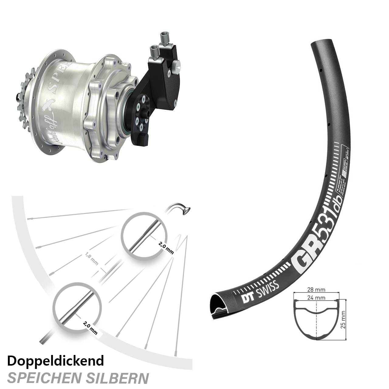 28 Zoll DT Swiss GR531 Rohloff CC DB OEM Tandem