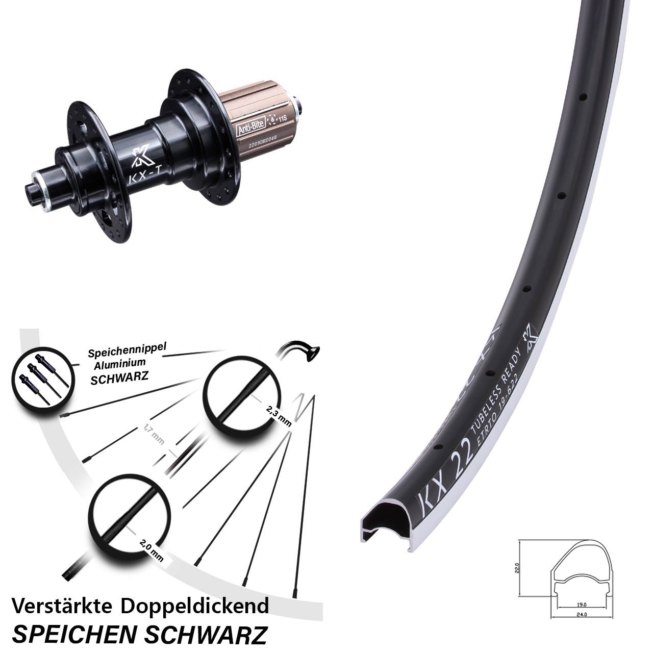 KX 22 OS Felgenbremse 28 Zoll Hinterrad für Schnellspanner 8-12 fach HG