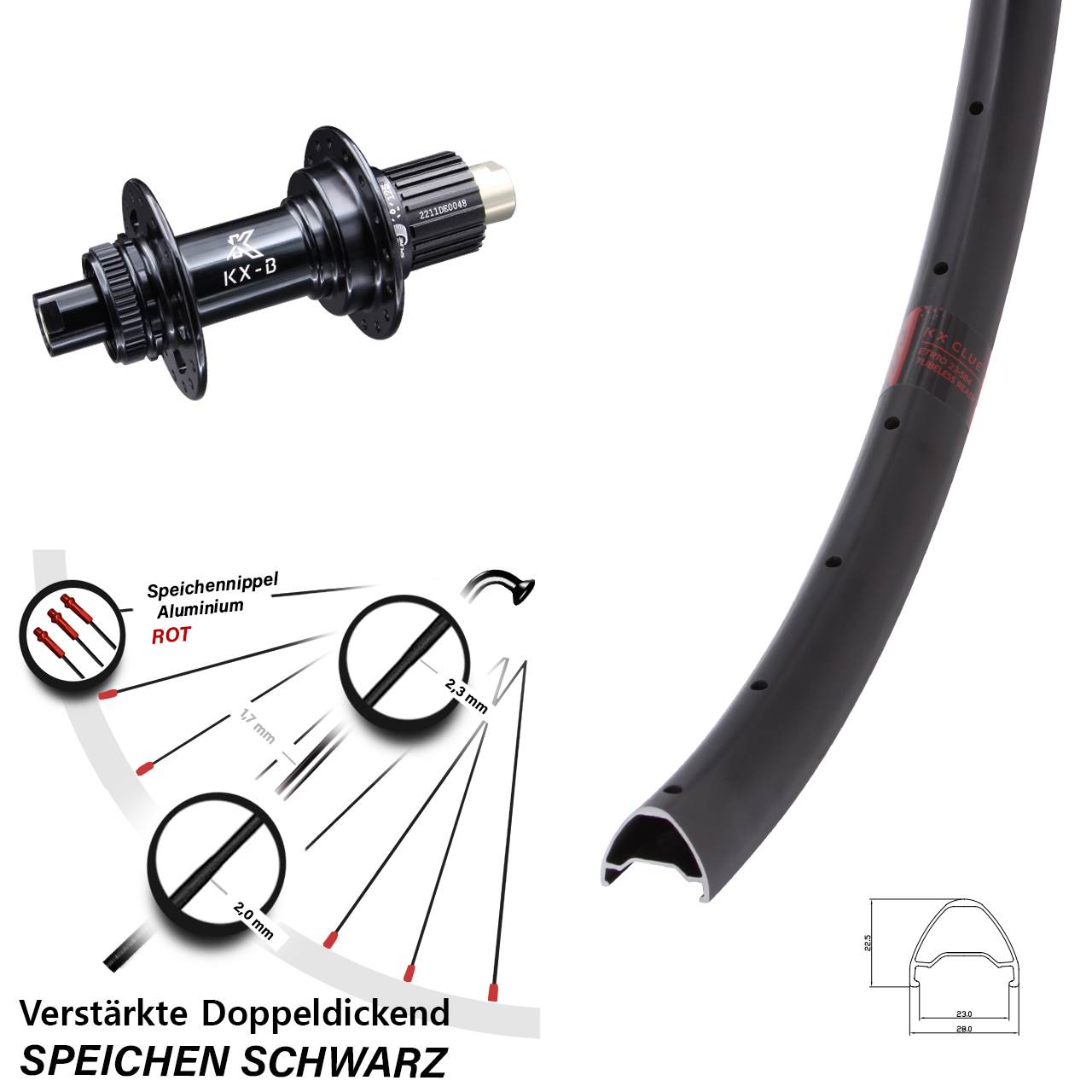 KX Clue verstärkt 28 Zoll Hinterrad Centerlock 12x148 Boost Micro Spline