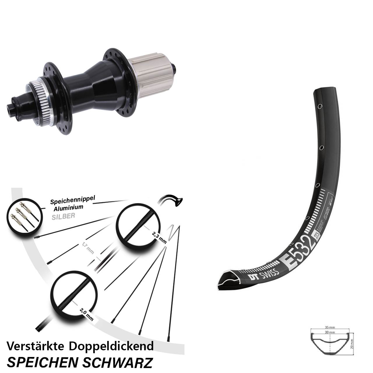 Disc Laufrad 29 Zoll DT Swiss E532 Novatec CL135 8-12 fach für Schnellspanner