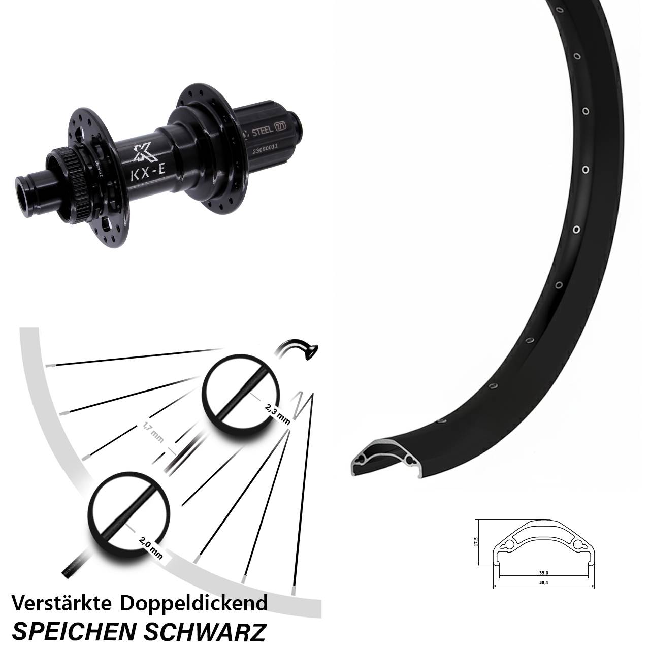 Ryde Disc 35 KX-E Heavy Duty 29 Zoll Centerlock Hinterrad 12x148 8-12 fach