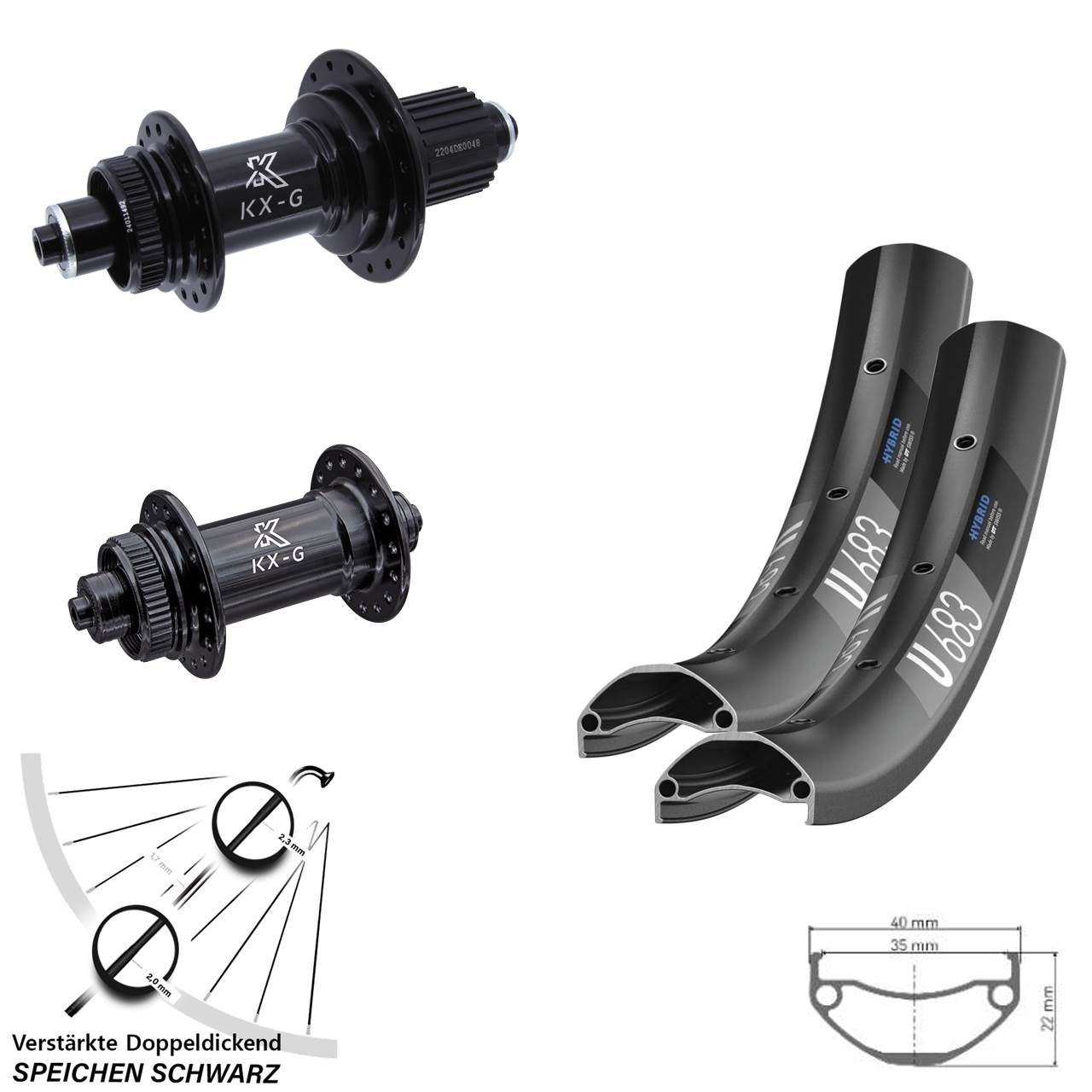 Laufradsatz Centerlock QR 27,5 Zoll DT Swiss U683 KX-GS Heavy Duty Shimano Micro Spline