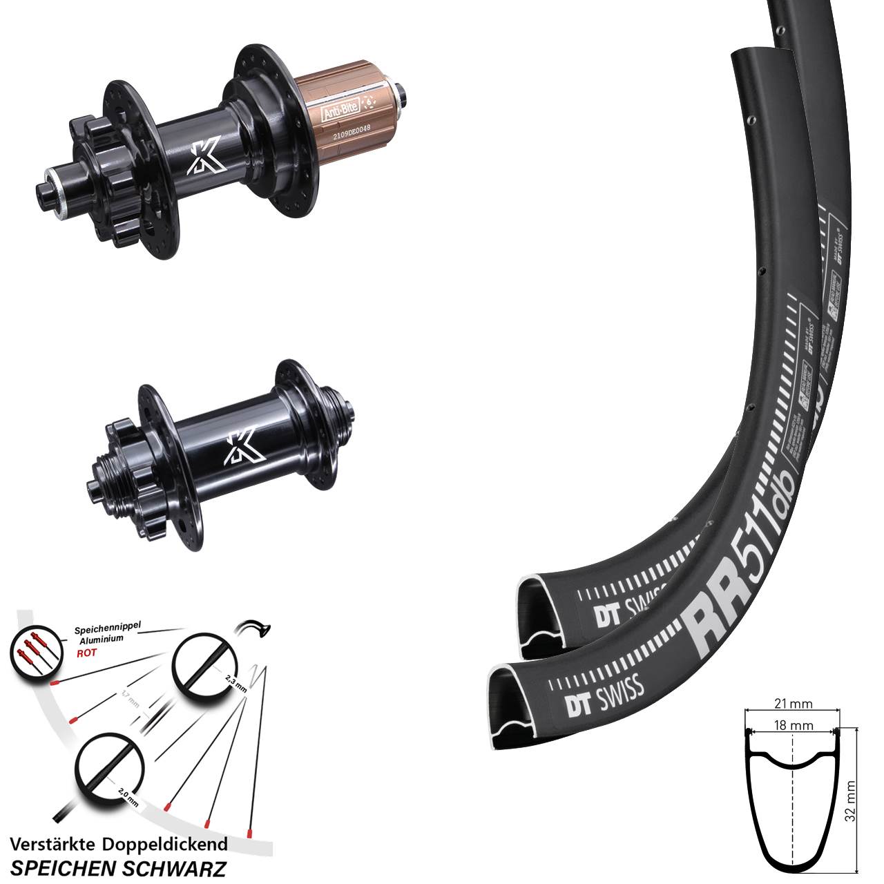 Laufradsatz 6-Loch 28 Zoll DT Swiss RR511 KX-M 8-12 fach für Schnellspanner