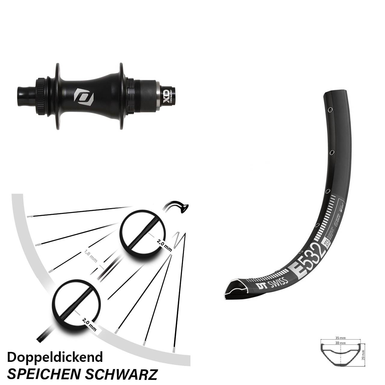 27,5 Zoll DT Swiss E 532 Hinterrad Syncros XD Centerlock 12x148