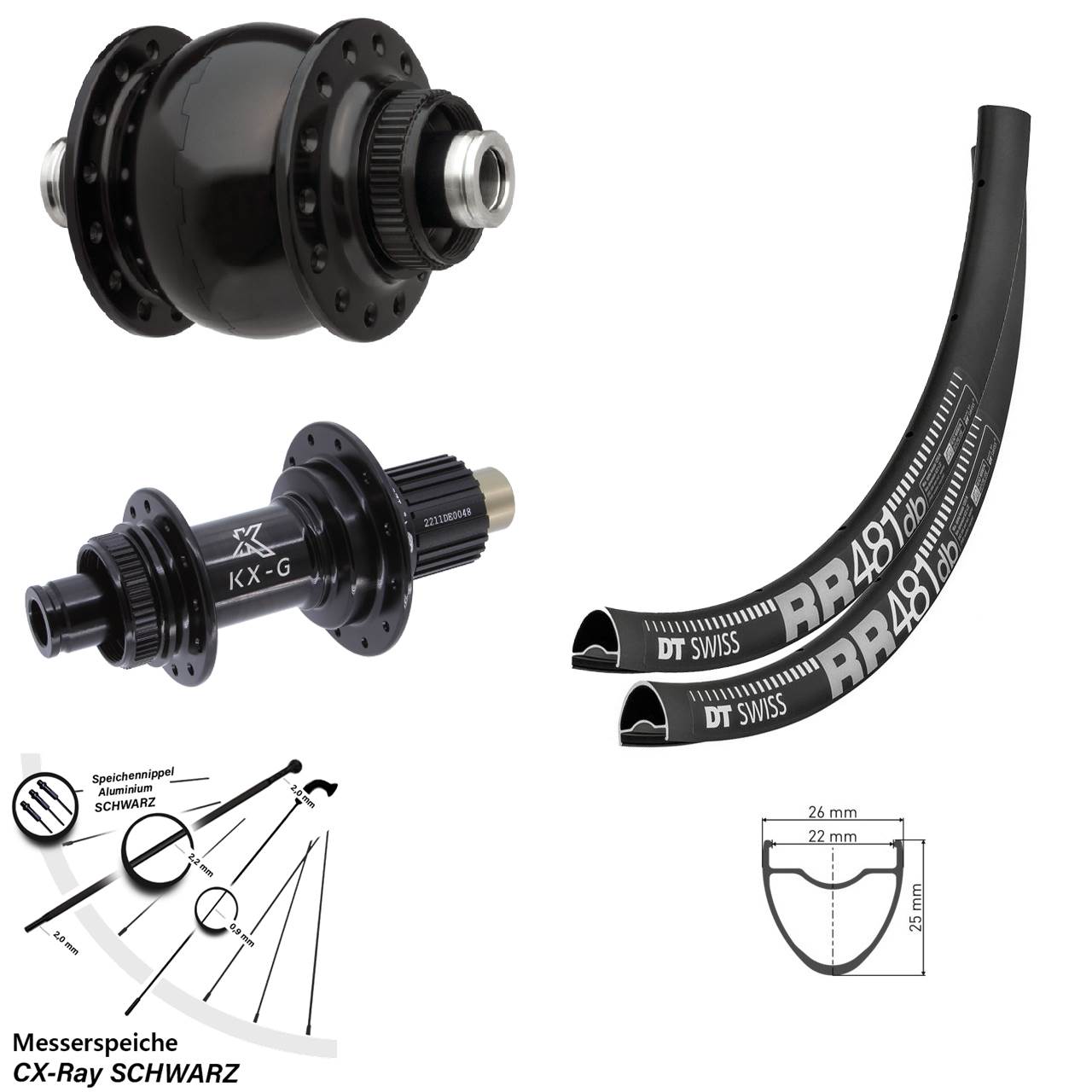 DT Swiss RR481 KX-G SON 28 Zoll Disc Laufradsatz 12x100/142 CX-Ray Micro Spline
