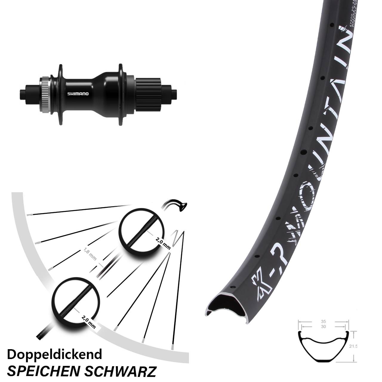 Centerlock Hinterrad QR 29 Zoll KX-R Mountain Shimano FH-QC500 Micro Spline