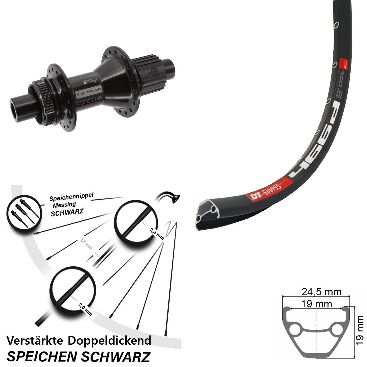 29 Zoll DT Swiss 466d DT Swiss 370 Hybrid Disc Laufrad 12x142 Micro Spline
