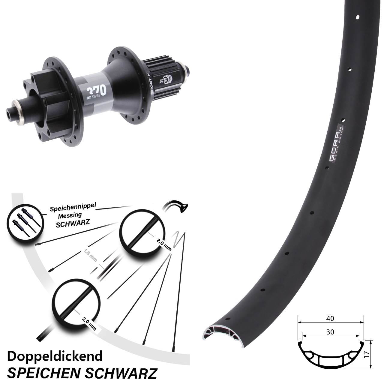 Gora 35 DT Swiss 370 27,5 Zoll Disc Hinterrad QR Boost Shimano Micro Spline