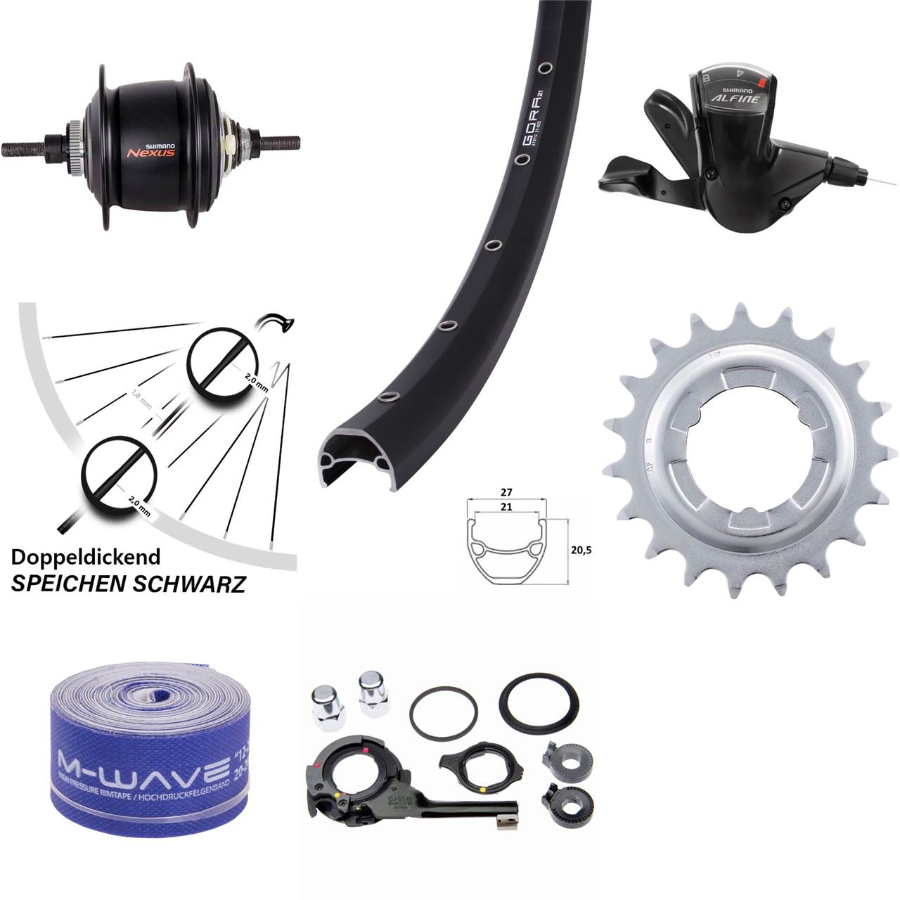 28 Zoll Gora 21 Shimano Nexus 8-Gang Centerlock Hinterrad