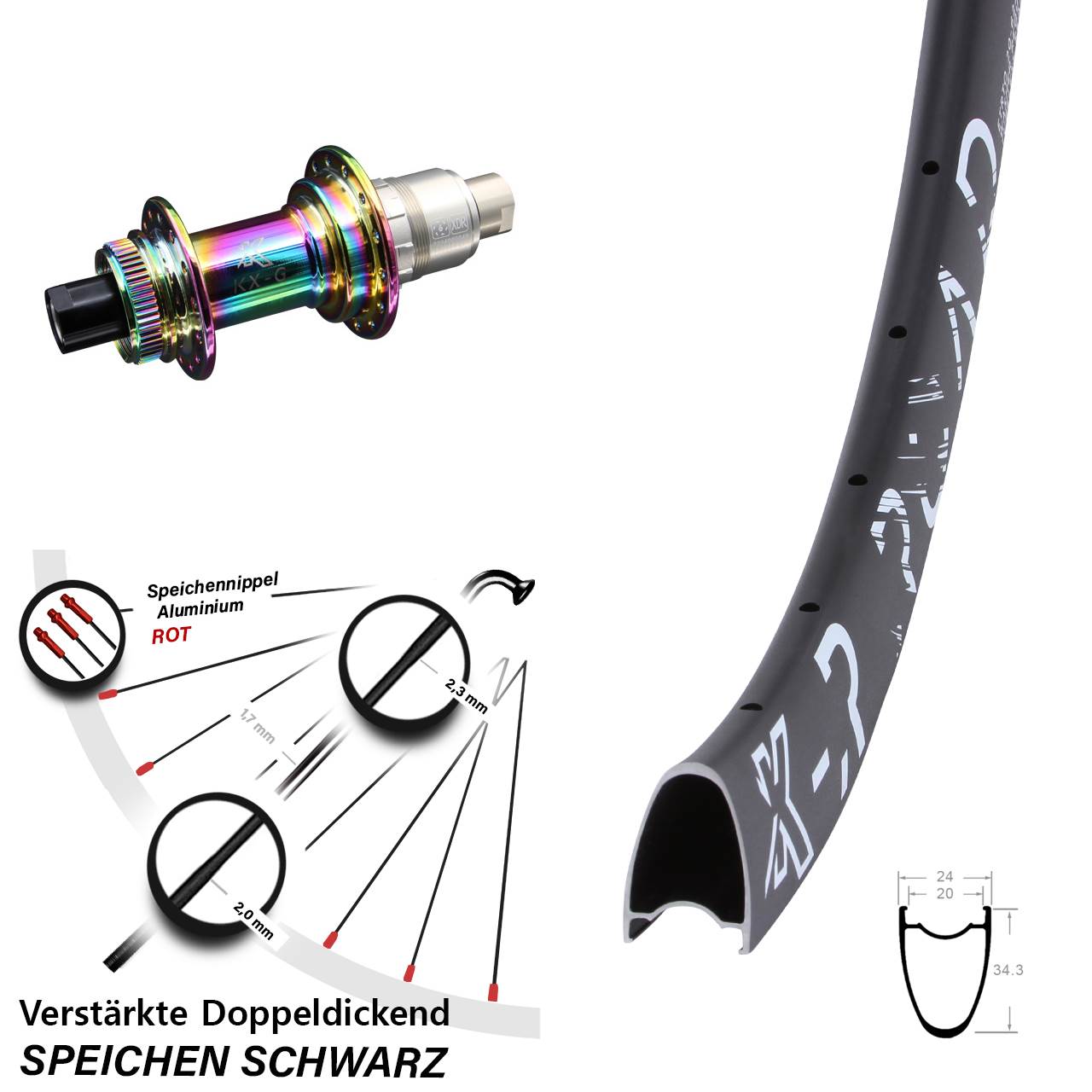 KX-R Road verstärkt Oilslick 28 Zoll Disc Laufrad 12x142 XDR 11-12 fach