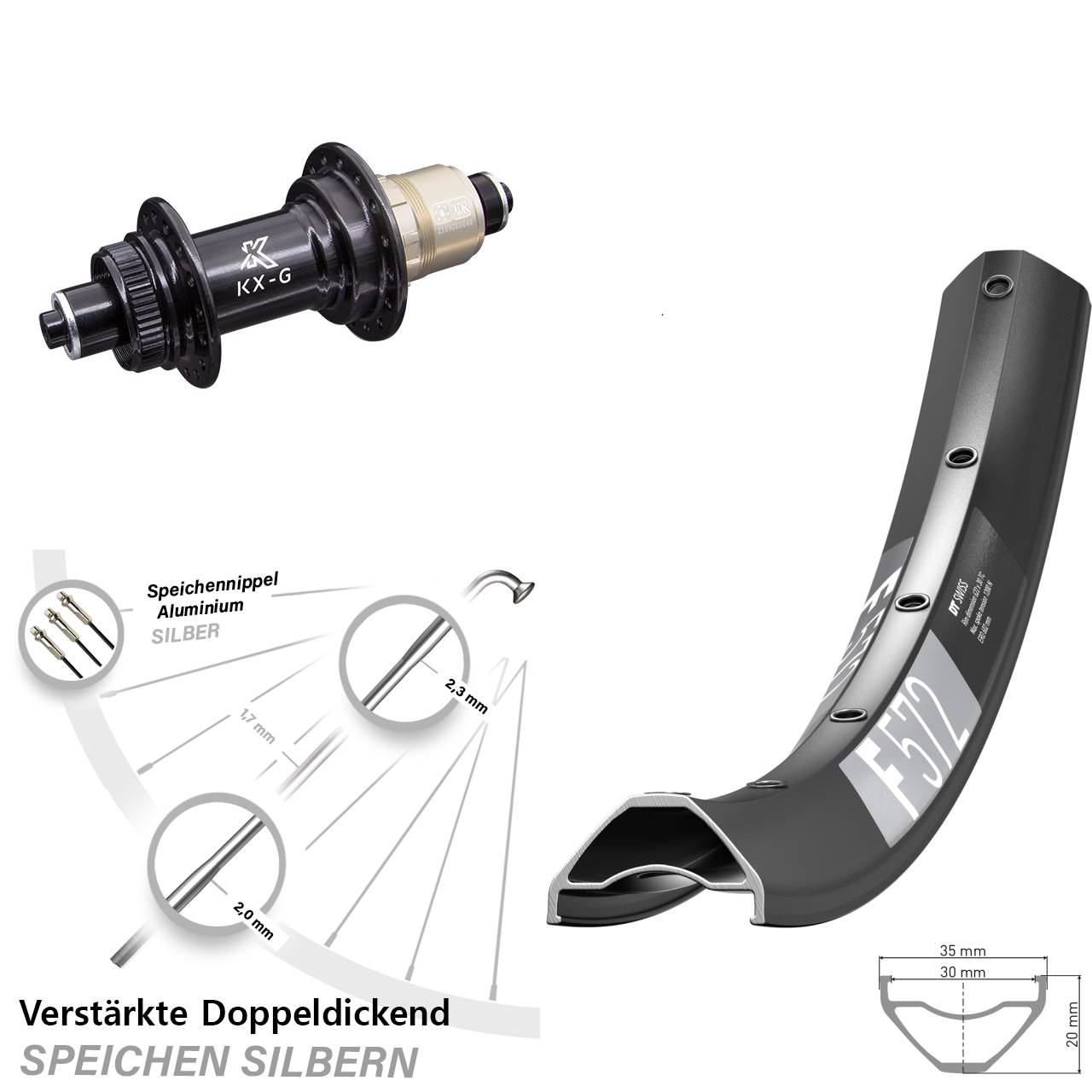 Centerlock Hinterrad QR 29 Zoll DT Swiss F572 KX-G XDR