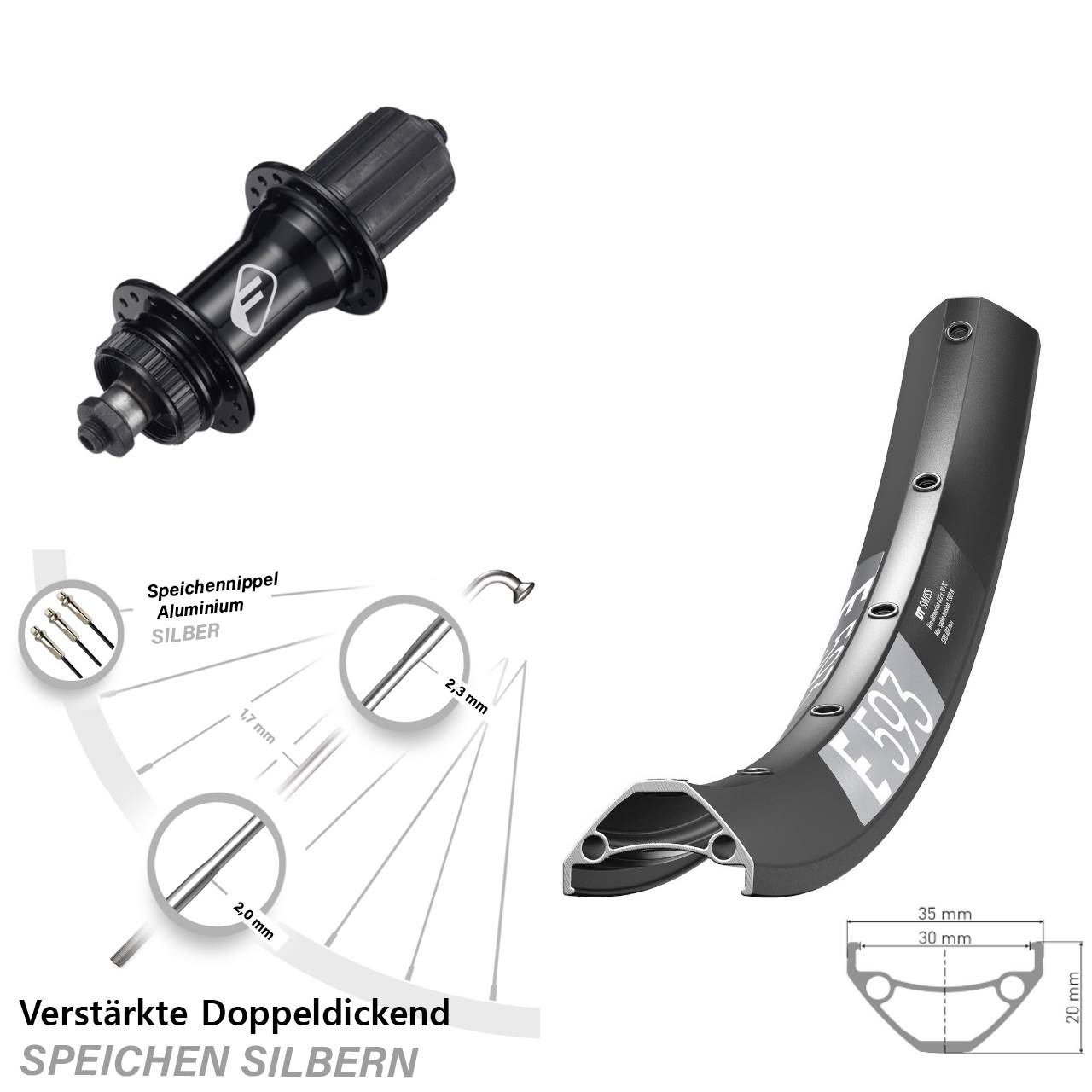 Disc Laufrad 29 Zoll DT Swiss E 593 Formula CL-52 8-11 fach für Schnellspanner