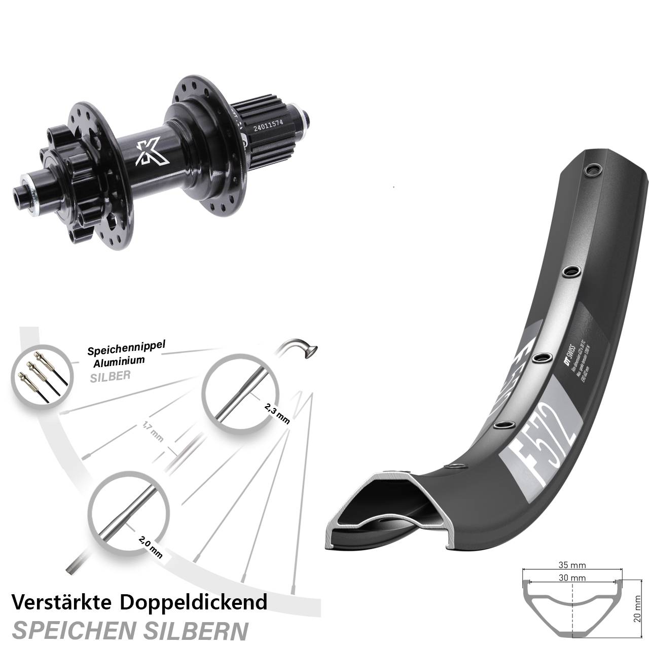 29 Zoll DT Swiss F 572 KX-M Disc Laufrad QR Shimano Micro Spline