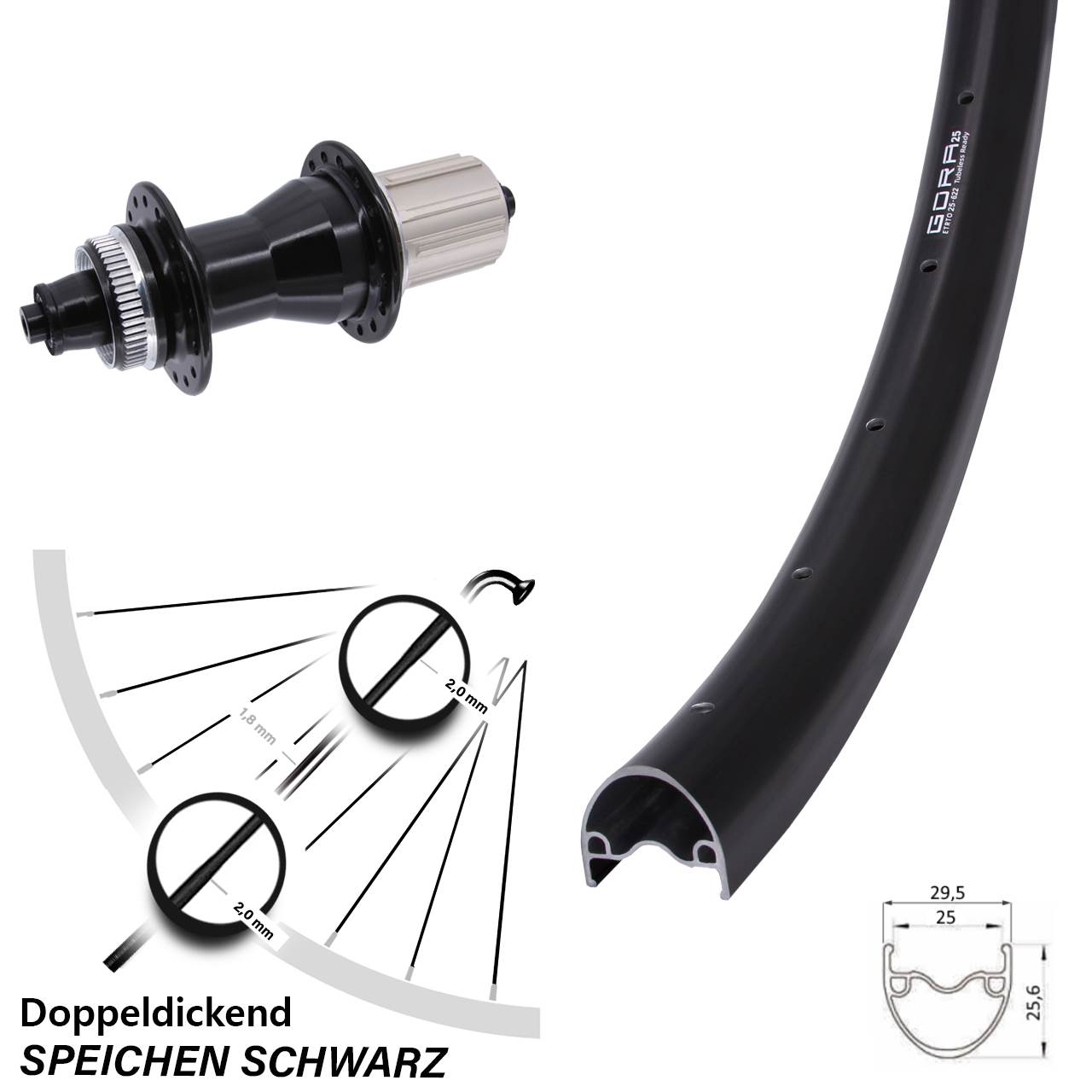 Disc Laufrad QR 28-29 Zoll Gora 25 Novatec CL-135 8-12 fach HG