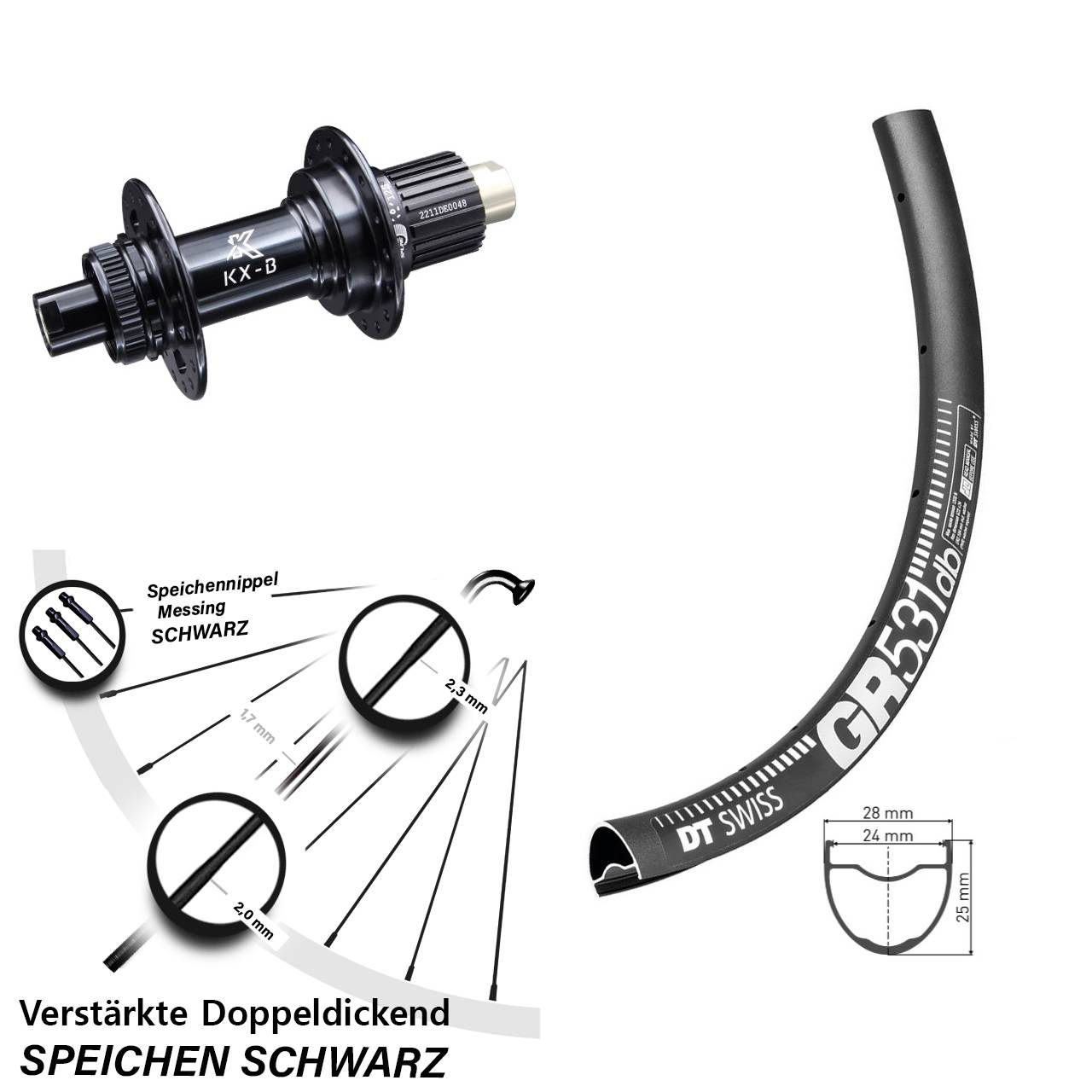 DT Swiss GR 531 KX-B 28-29 Zoll Centerlock Hinterrad 12x148 Boost Shimano Micro Spline
