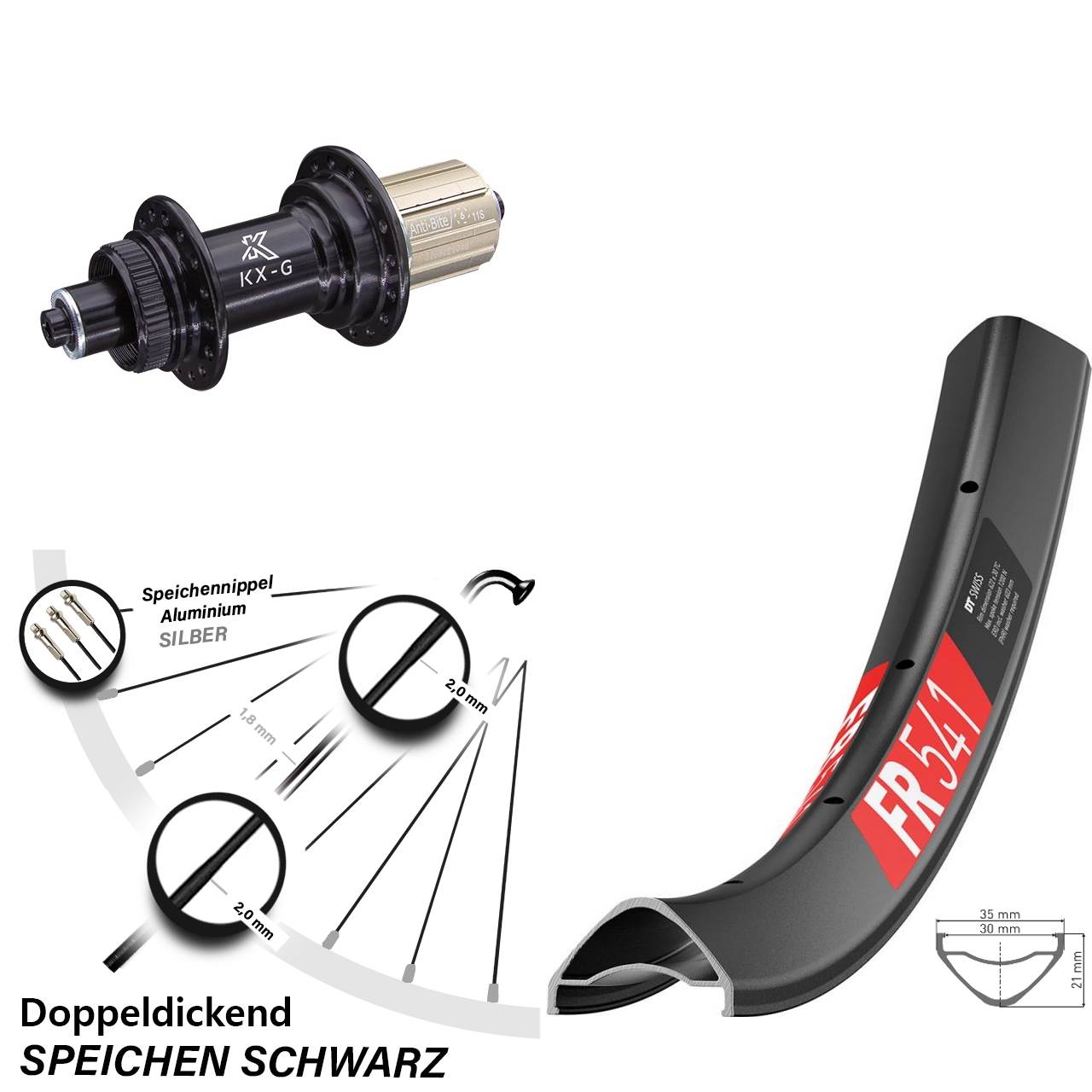 Hinterrad Centerlock QR 29 Zoll DT Swiss FR 541 KX-G 8-12 fach