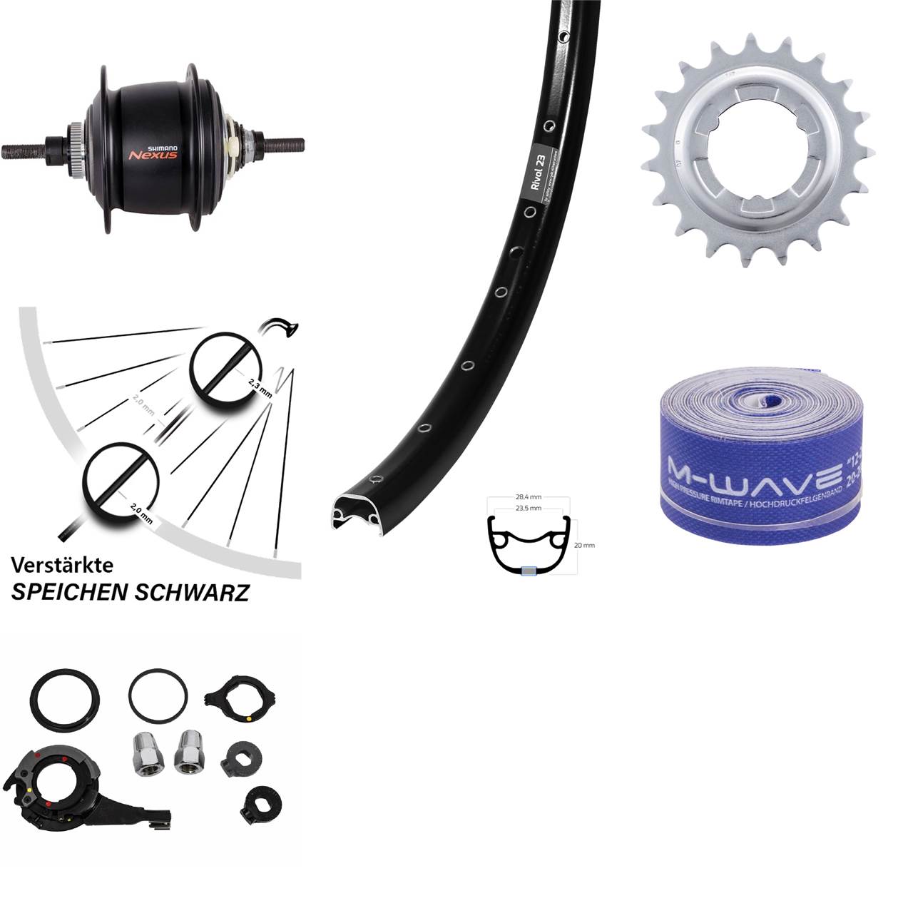 27,5 Zoll Hinterrad Ryde Rival 23 8-Gang Centerlock
