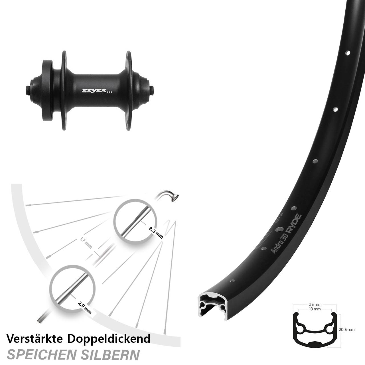 Disc Vorderrad QR 28-29 Zoll Ryde Andra 30 Formula DC-21