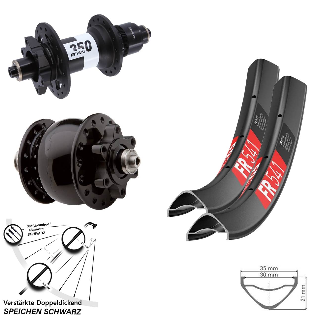 DT Swiss FR 541 350 SON 28 29 Zoll Laufradsatz 6-Loch für Schnellspanner SRAM XD