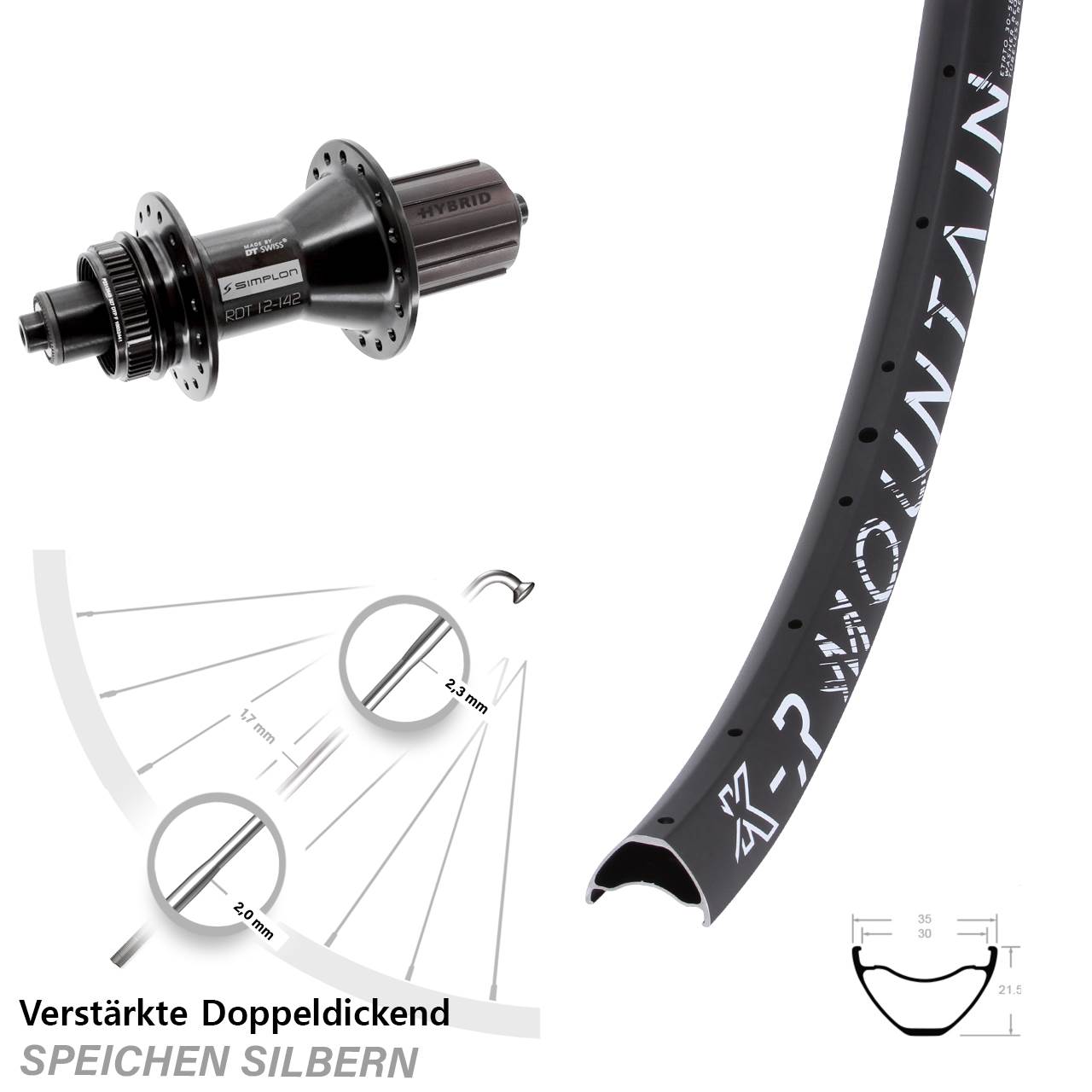 Hinterrad Centerlock 29 Zoll KX-R Mountain DT Swiss 370 Hybrid 8-11 fach HG QR