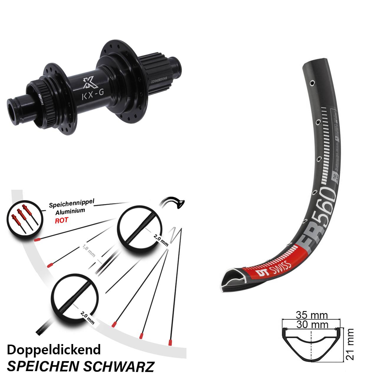 DT Swiss FR 560 26 Zoll Hinterrad KX-GS Micro Spline 12x142