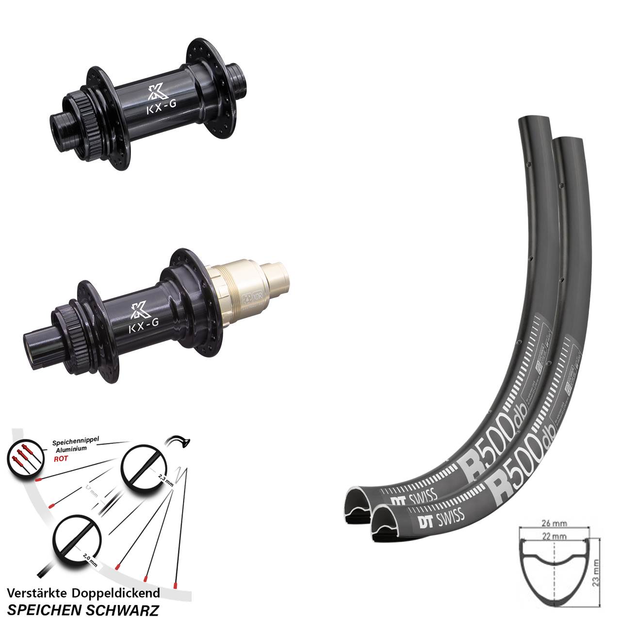 Centerlock Laufradsatz 28 Zoll DT Swiss R500 KX-G SRAM XDR 15x100 12x142