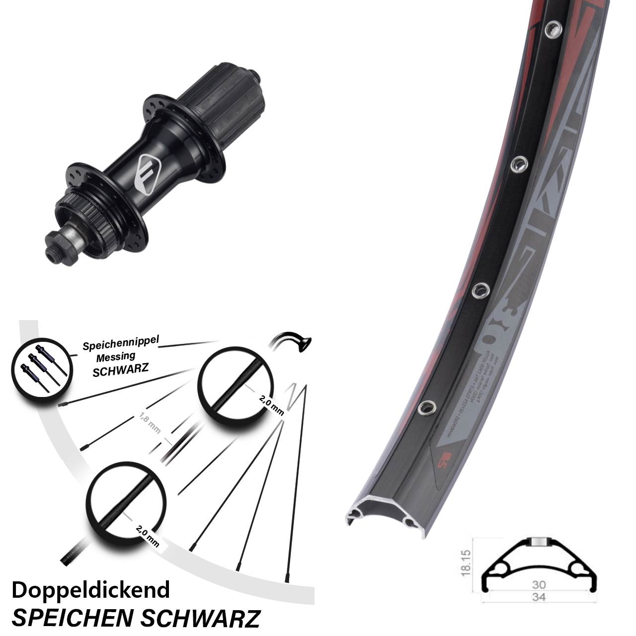 Centerlock Hinterrad 29 Zoll Rodi TRYP 30 Formula CL-52 8-11 fach HG QR