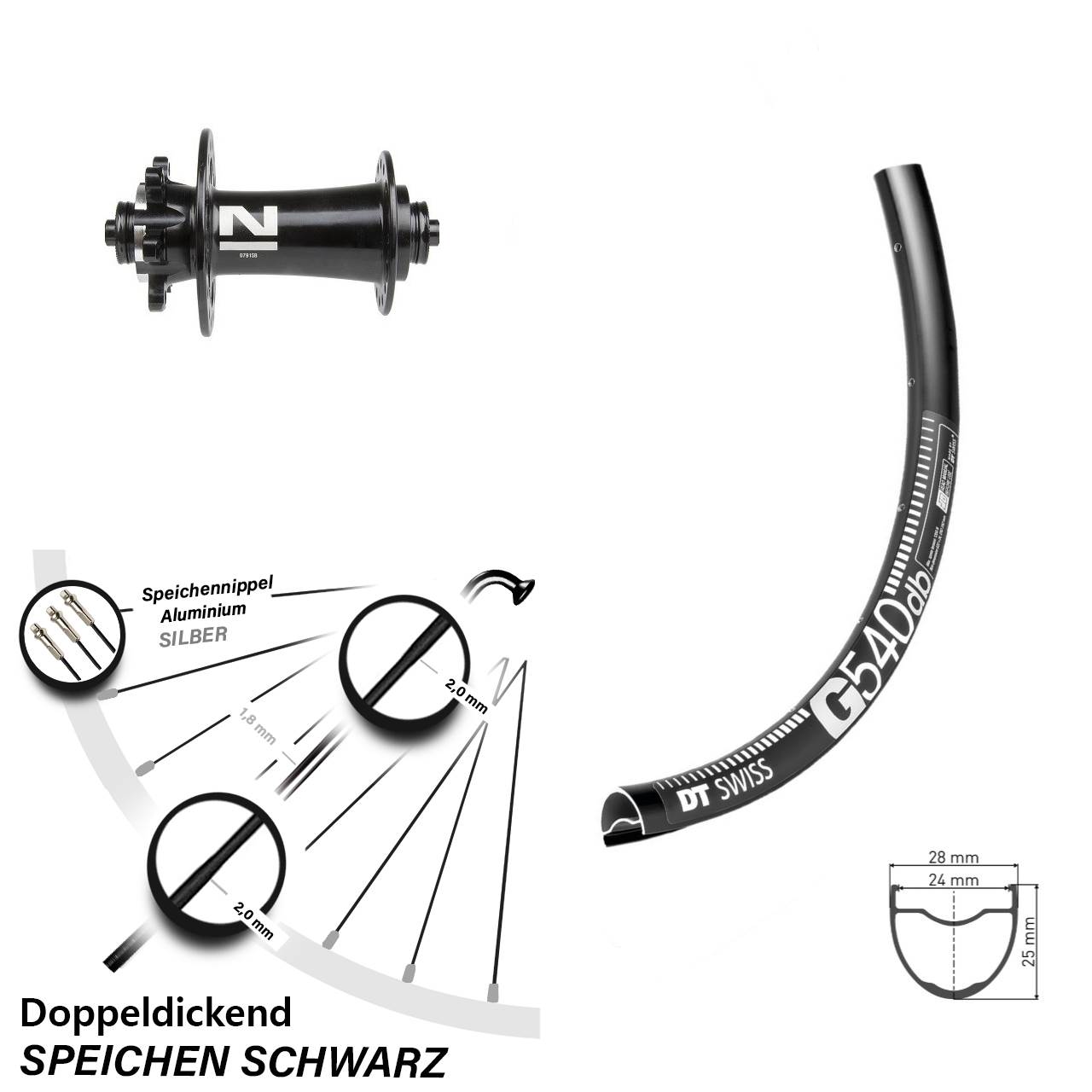 DT Swiss G 540 Disc-Vorderrad 28 Zoll mit Novatec D791SB