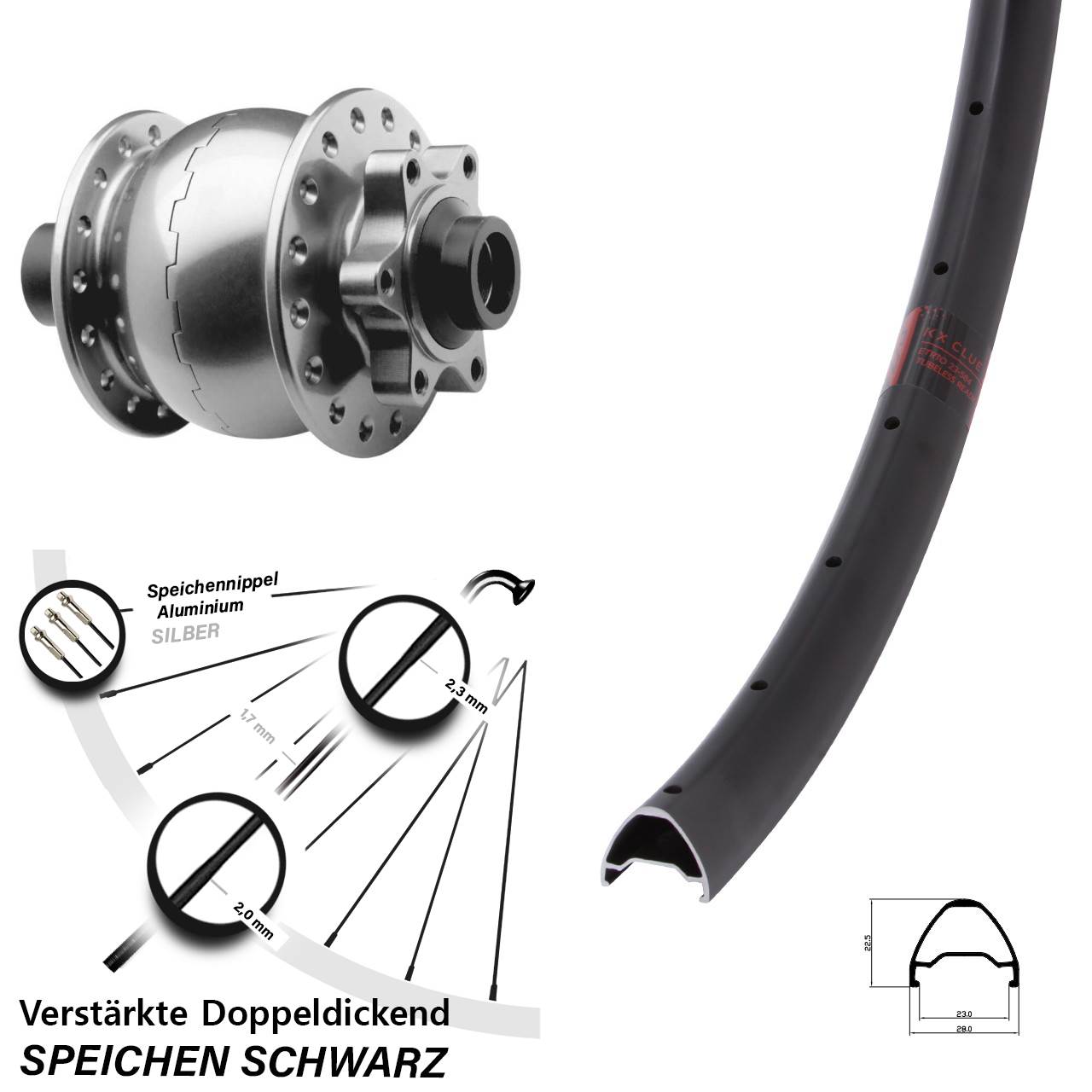 Disc Vorderrad mit Nabendynamo SON 28 Zoll KX Clue 15x100