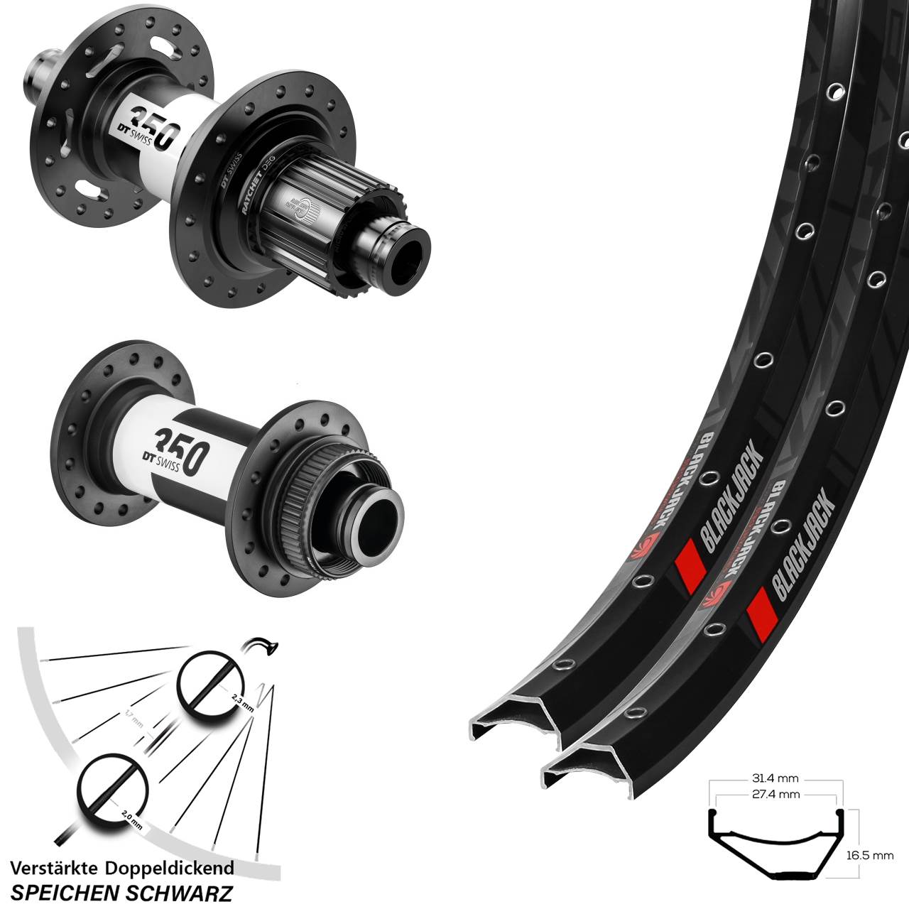 27,5 Zoll Rodi Ready 27 DT Swiss 350 DEG 72 Centerlock Laufradsatz Boost Micro Spline