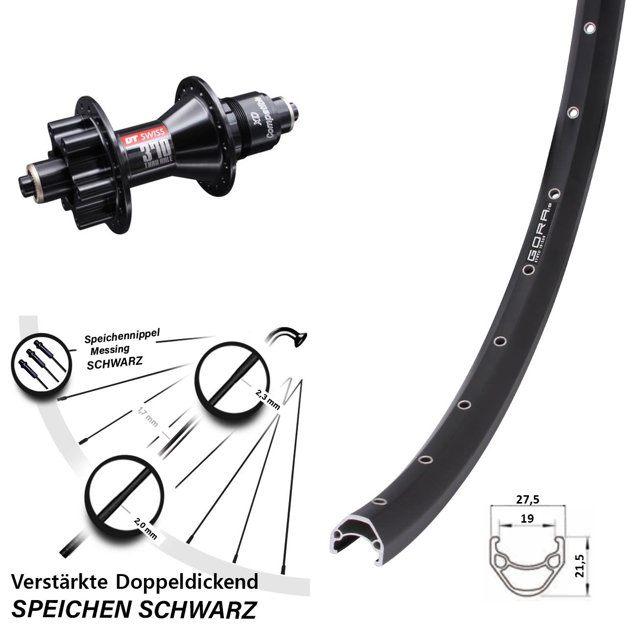 Gora 19 DT Swiss 370 26 Zoll Disc Laufrad QR SRAM XD