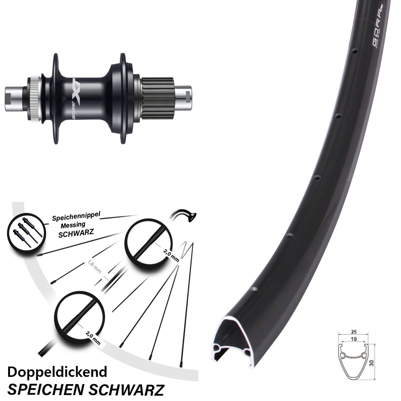 Disc Hinterrad 28 Zoll Gora Plus Shimano Deore XT FH-M8110 Micro Spline 12x142