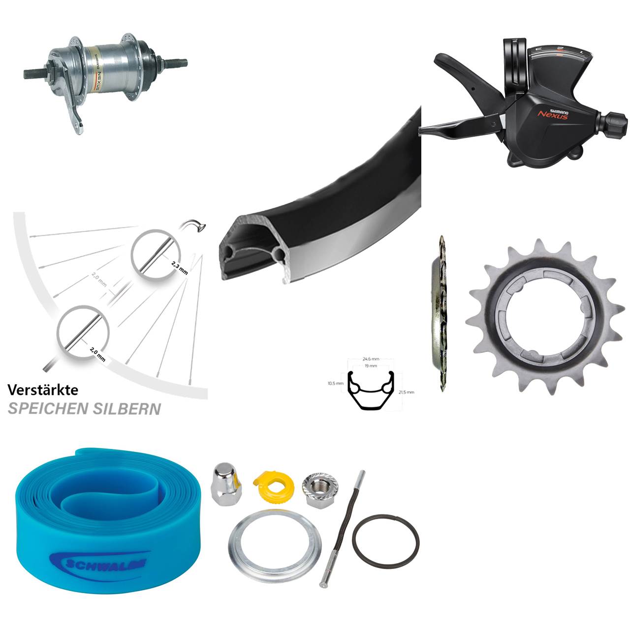 Shimano Nexus 3 Gang Nabenschaltung Mit Rücktrittbremse Hinterrad 26 Zoll Ryde ZAC 2000 Shimano 3-Gang Nabenschaltung mit