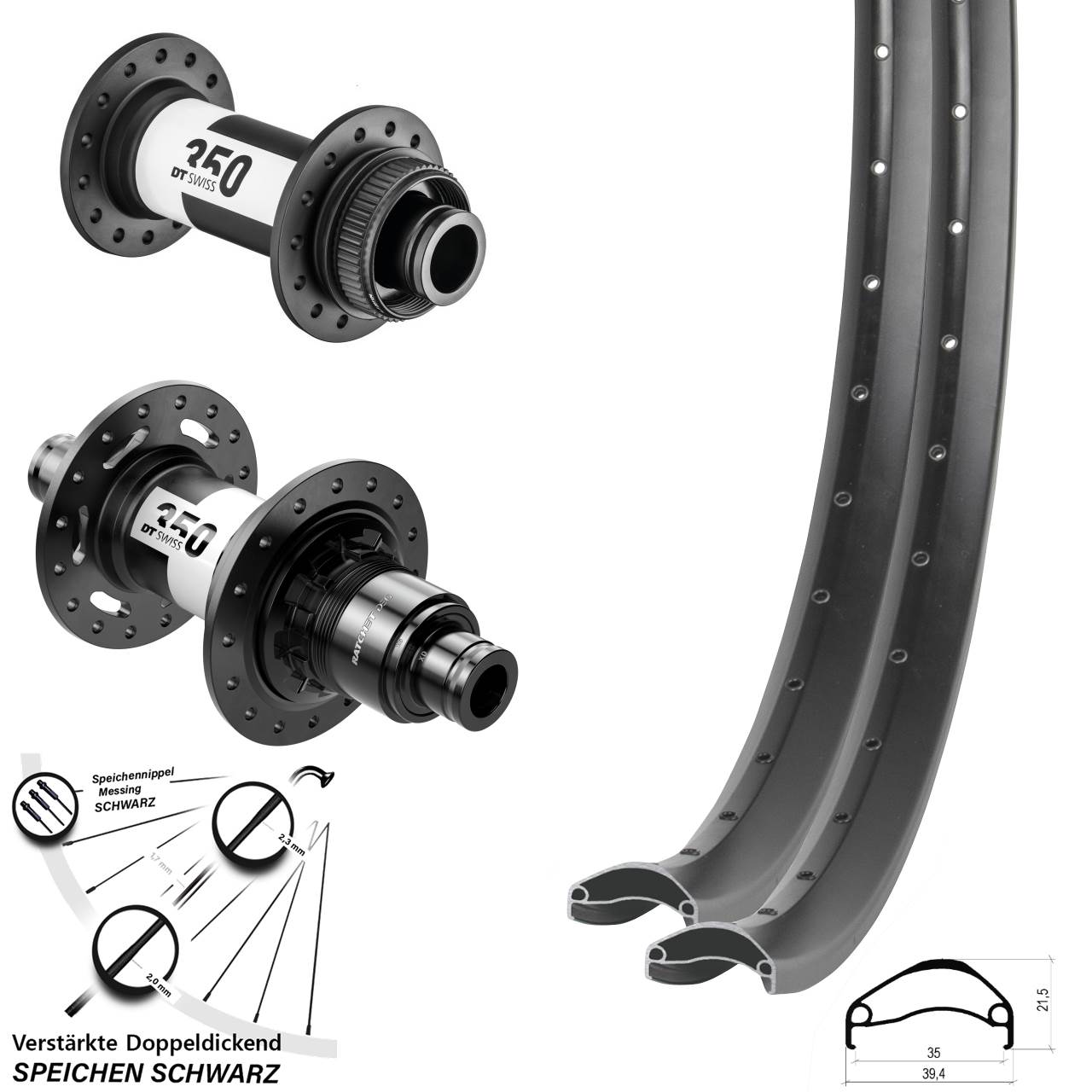 Disc Laufrad-Satz 29 Zoll Ambrosio E35 DT Swiss 350 DEG 72 SRAM XD 15x110 12x148