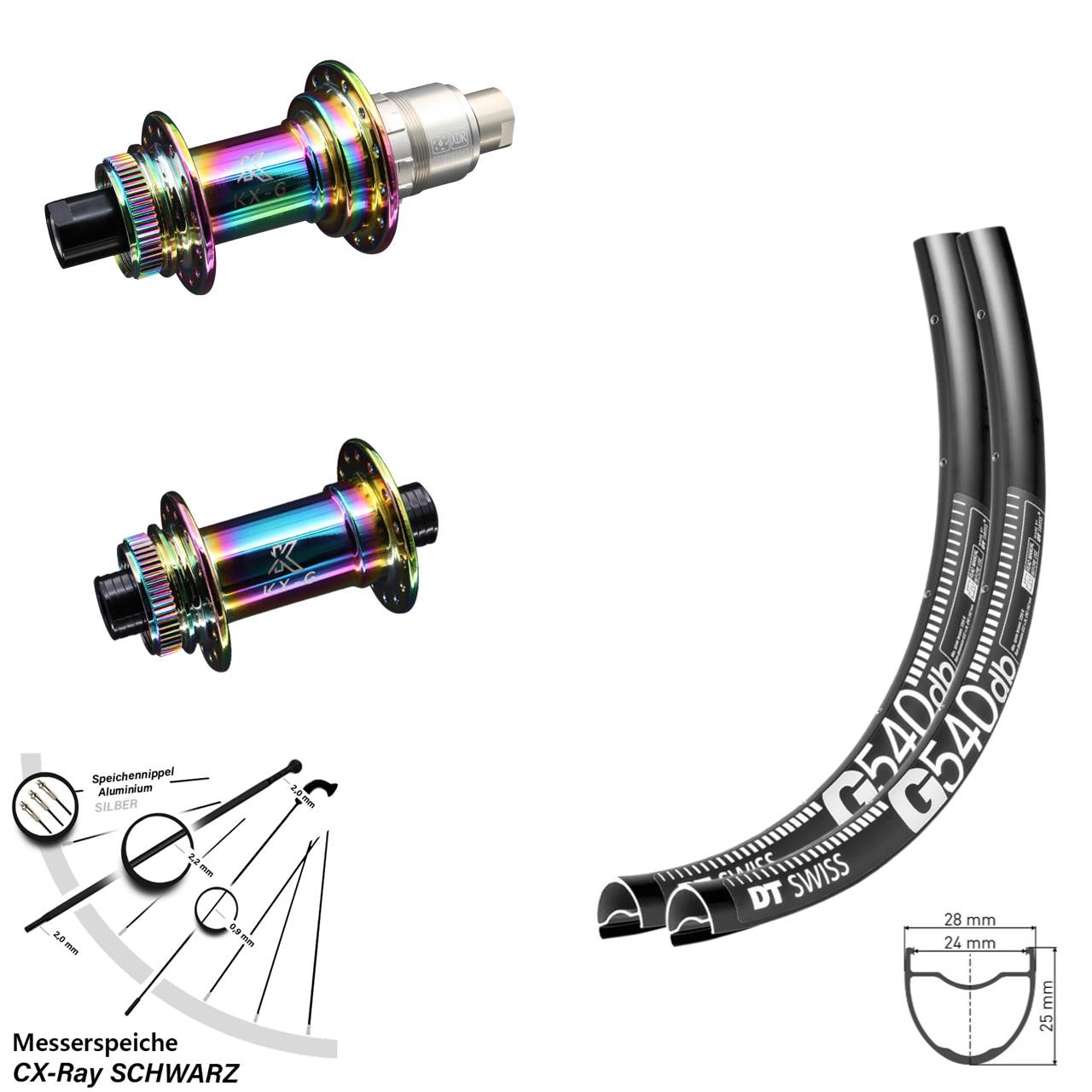 DT Swiss G 540 KX-G Oilslick 28 Zoll Disc Laufradsatz 12x100/142 CX-Ray XDR