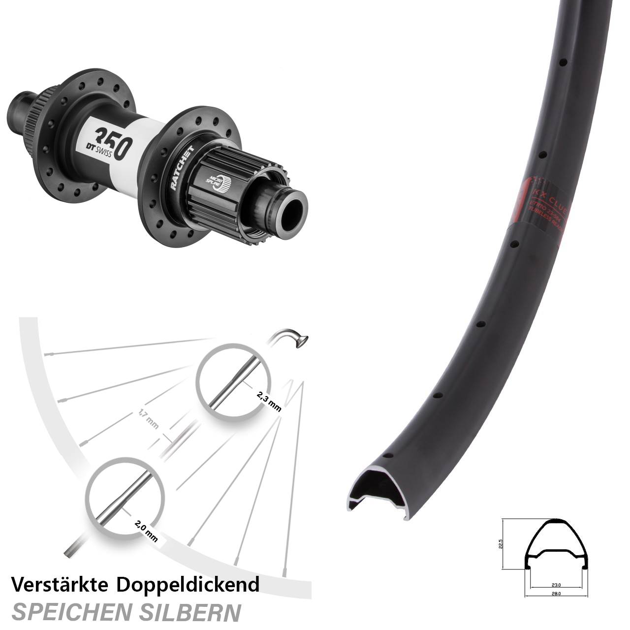 KX Clue DT Swiss 350 26 Zoll Centerlock Hinterrad 12x142 Shimano Micro Spline