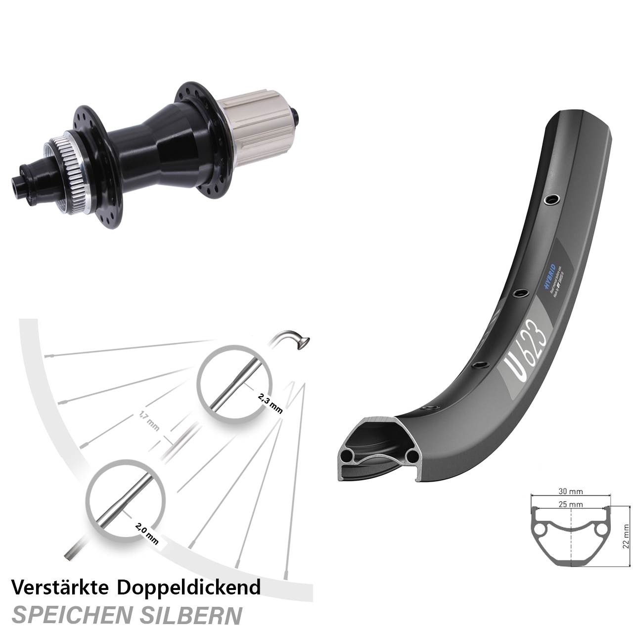 DT Swiss U 623 Novatec CL-135 28-29 Zoll Centerlock Hinterrad QR 8-12 fach HG