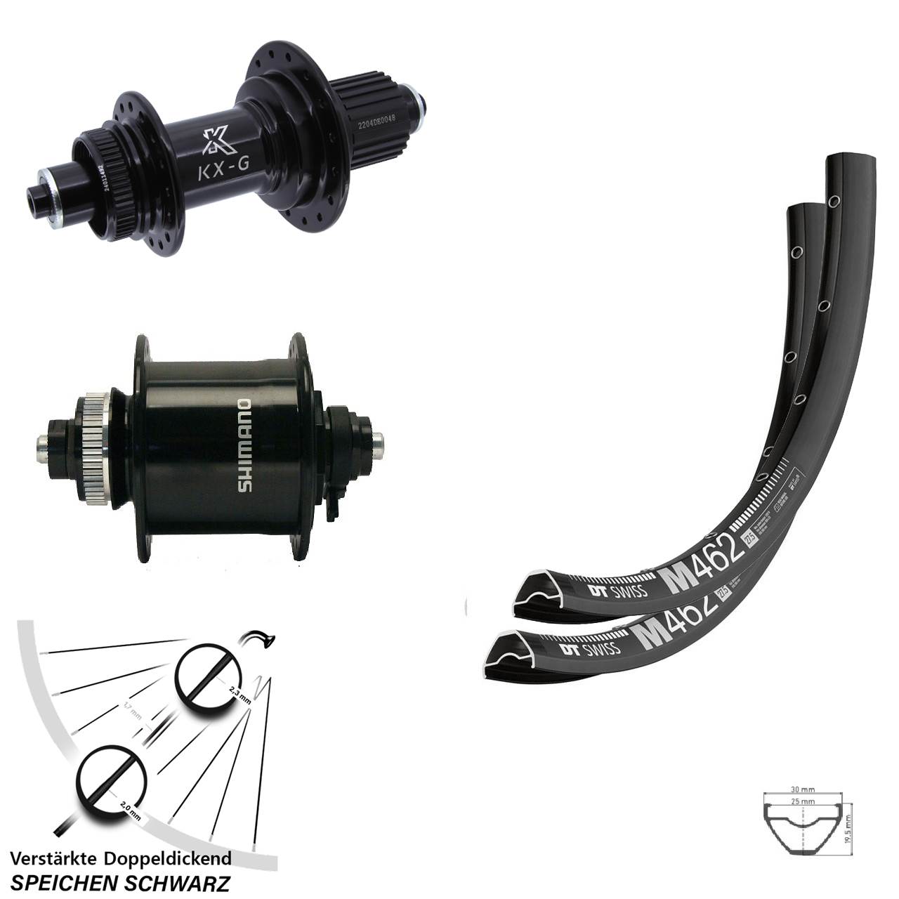 Disc Laufrad-Satz QR 27,5 Zoll DT Swiss M 462 KX-GS verstärkt DH-UR700 Micro Spline