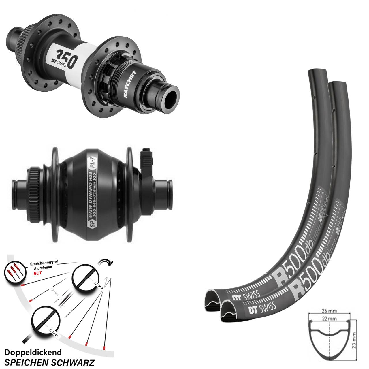 DT Swiss R 500-350 Road SP PL-7 29 Zoll Disc Laufradsatz 12x100/142 SRAM XDR