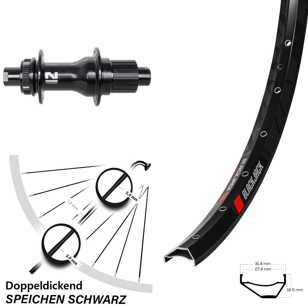 Centerlock Hinterrad 650B Rodi Ready 27 Novatec D792 Shimano Micro Spline 12x142