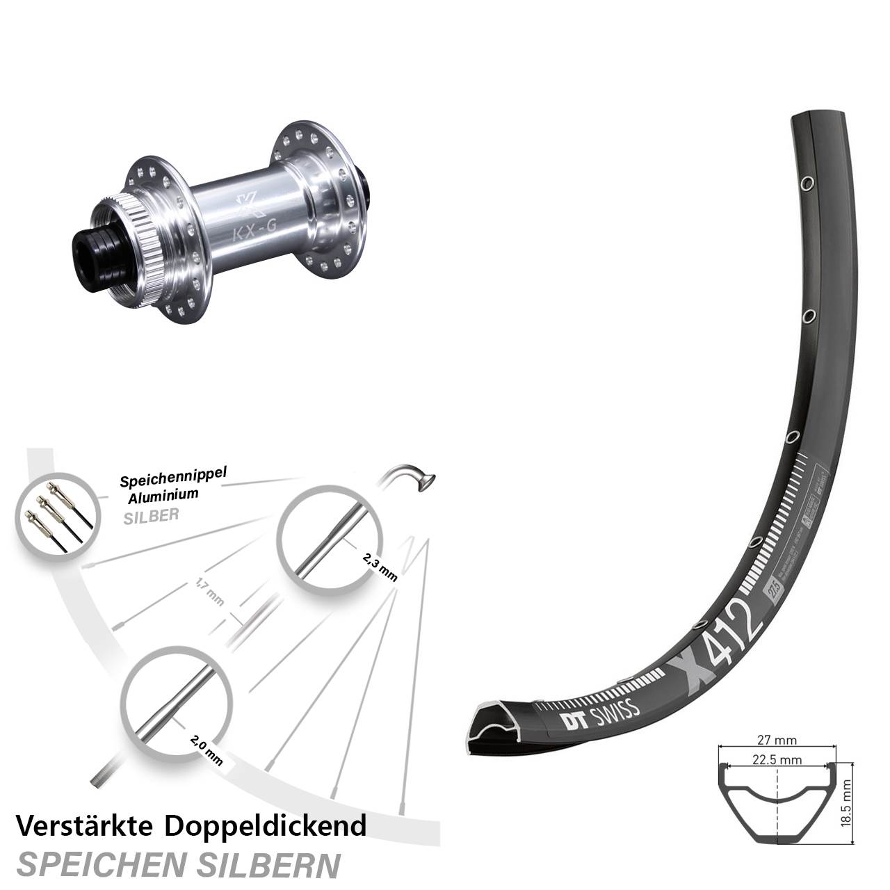DT Swiss X412 KX-G Centerlock 29 Zoll Vorderrad 15x100