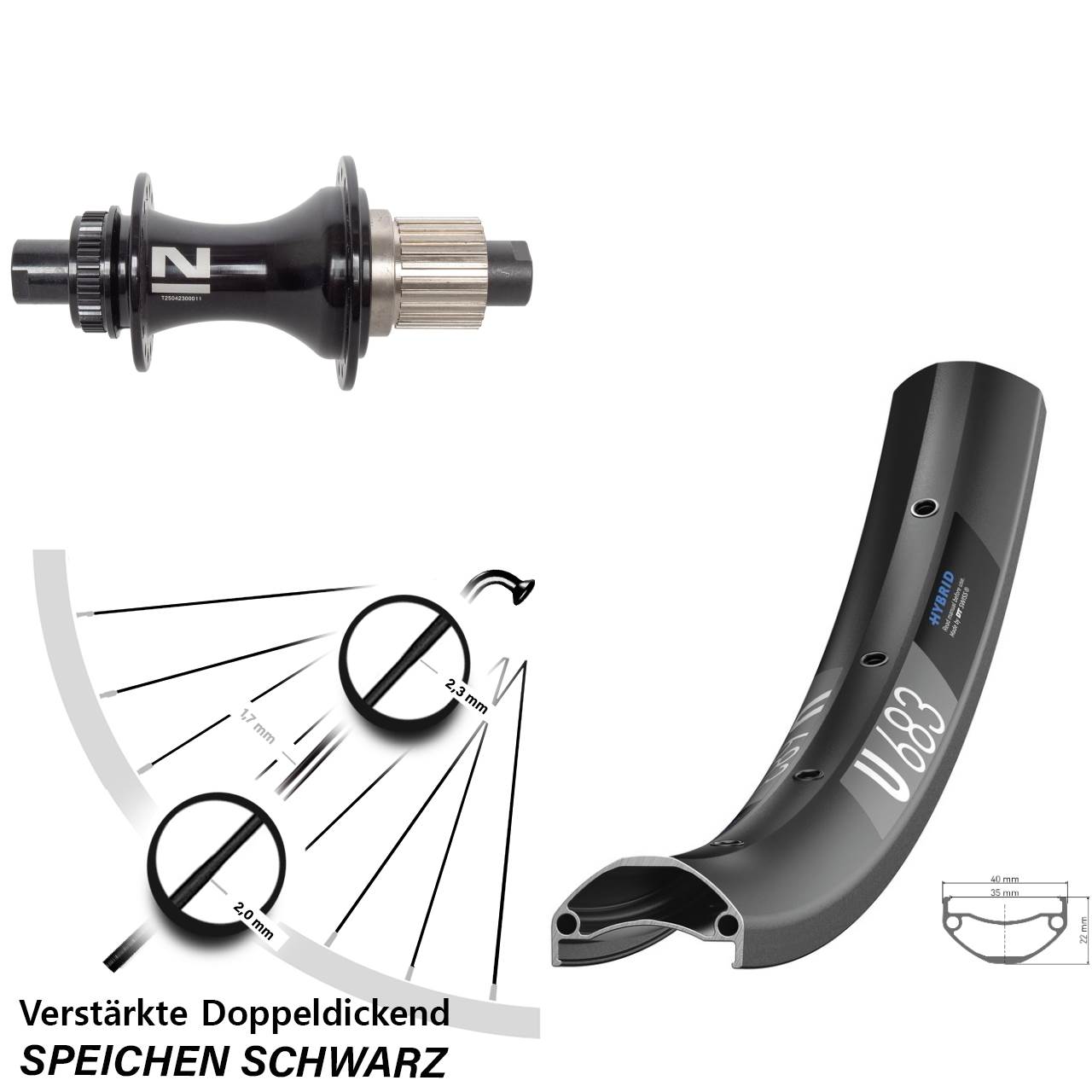 Disc Hinterrad 27,5 Zoll DT Swiss U 683 Novatec D462 Micro Spline 12x148