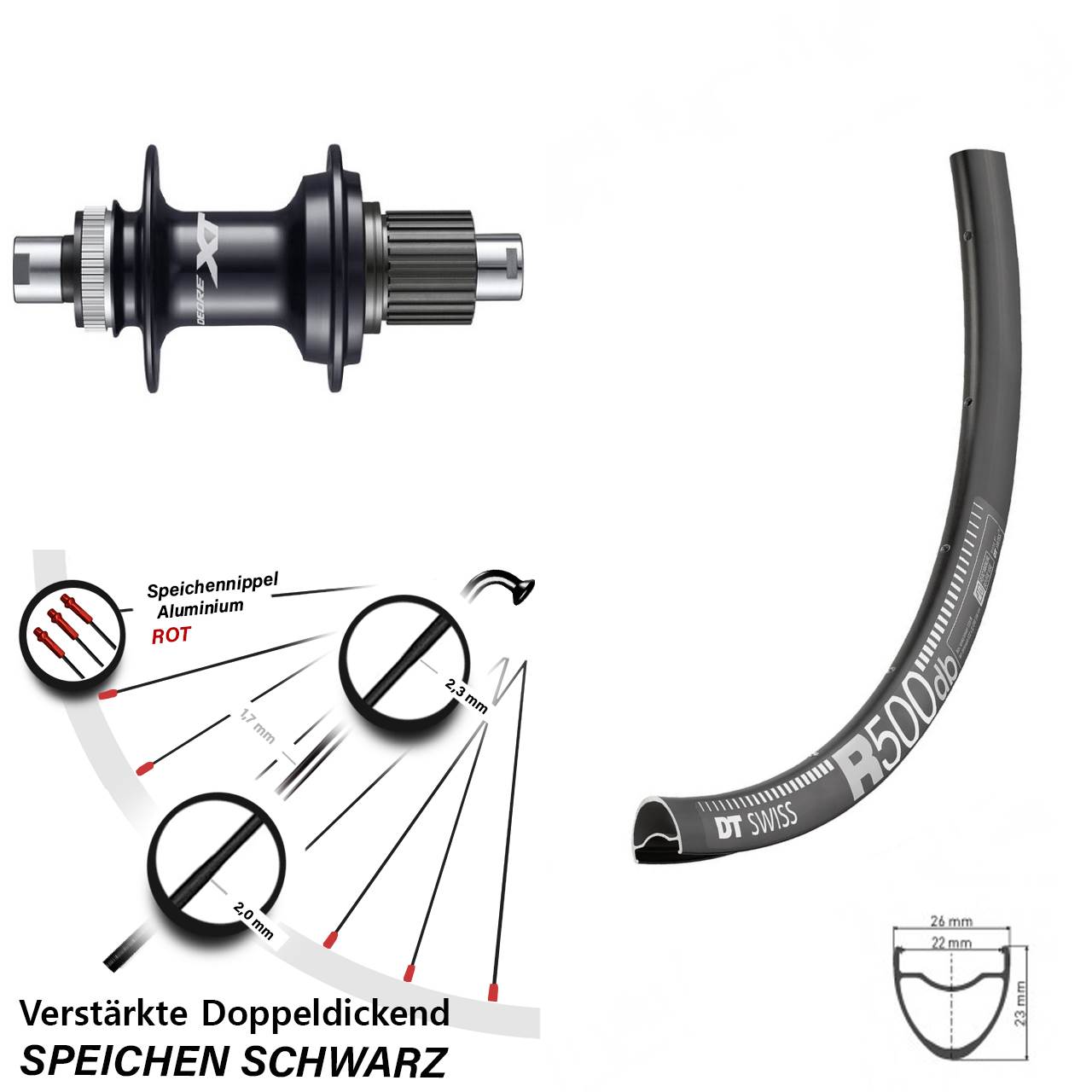Centerlock Hinterrad 29 Zoll DT Swiss R500 Shimano FH-M8110 Micro Spline 12x142
