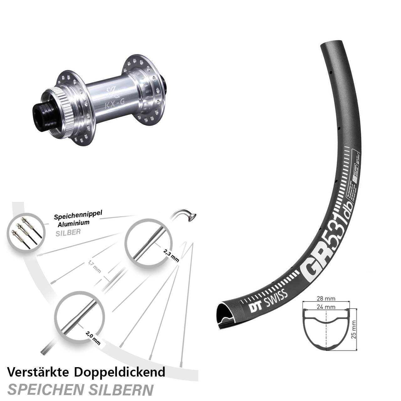 28-29 Zoll DT Swiss GR 531 KX-G Disc Laufrad 12x100