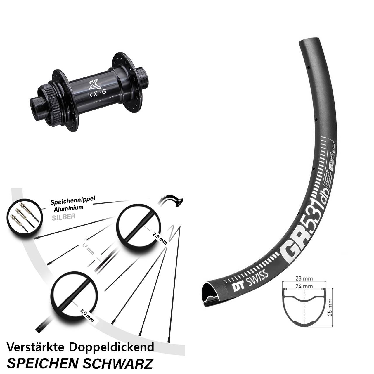 Centerlock Vorderrad 15x100 27,5 Zoll DT Swiss GR 531 KX-G