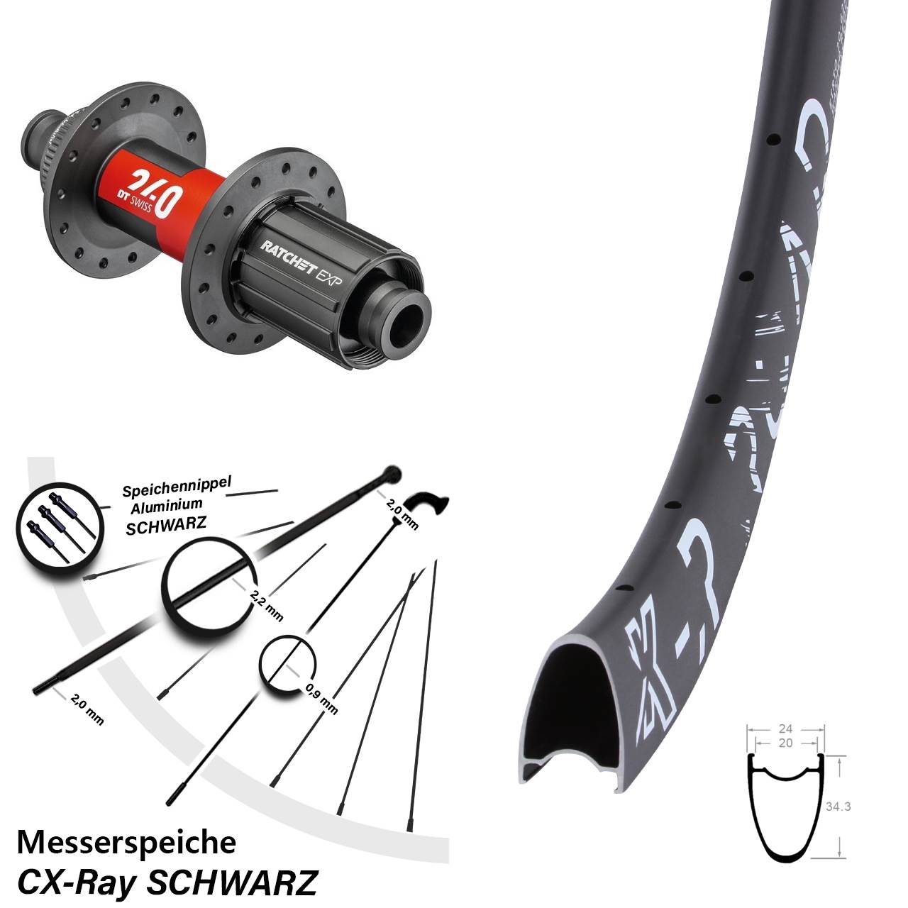 28 Zoll KX-R Road DT Swiss 240 EXP Centerlock Hinterrad 8-12 fach CX-Ray