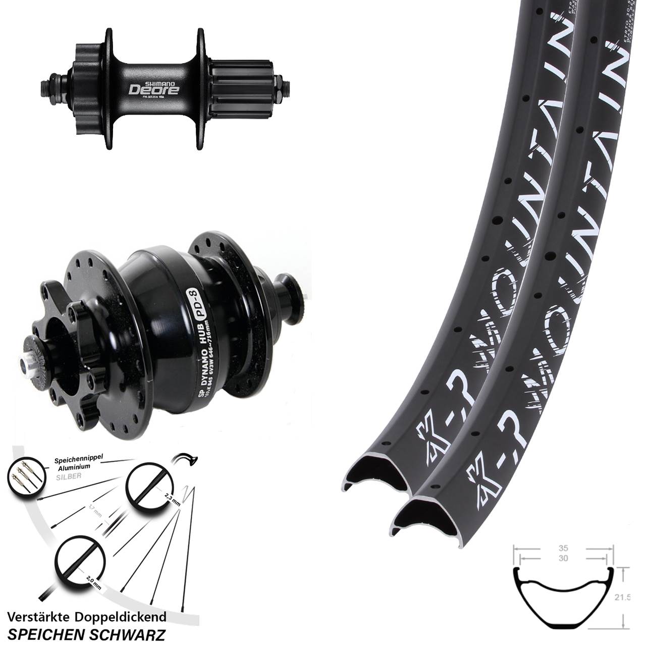 6-Loch Laufradsatz QR 29 Zoll KX-R Mountain Shimano Deore Shutter PD-8 8-11 fach