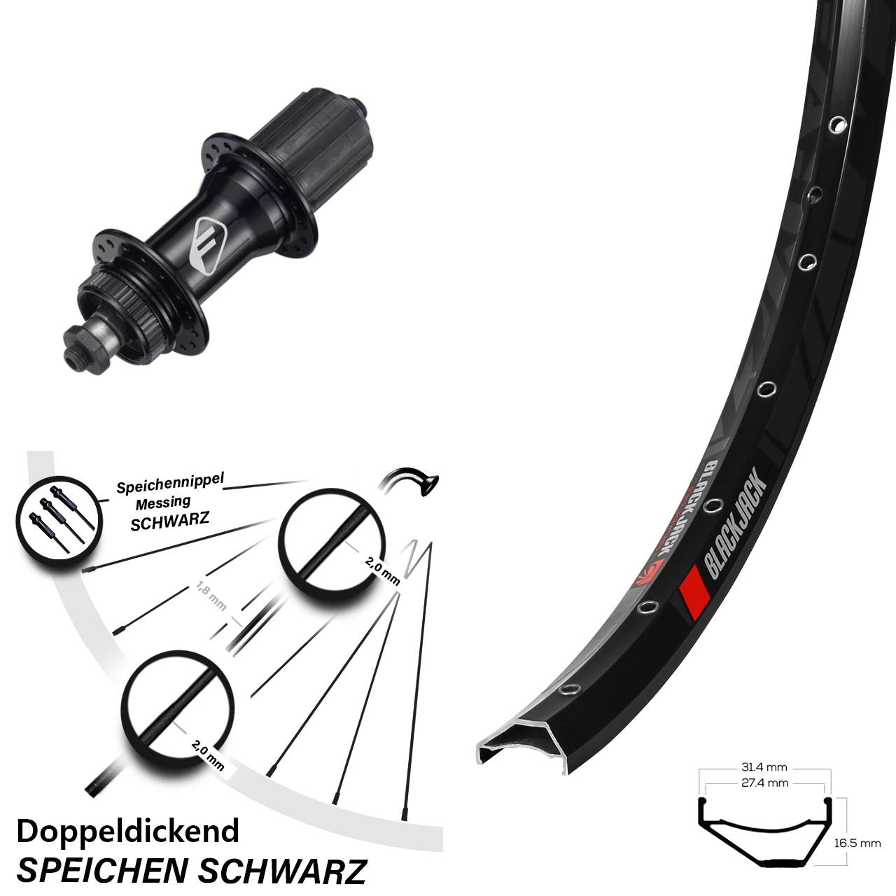 Disc Laufrad für Schnellspanner 27,5 Zoll Rodi Ready 27 Formula CL-52 8-11 fach