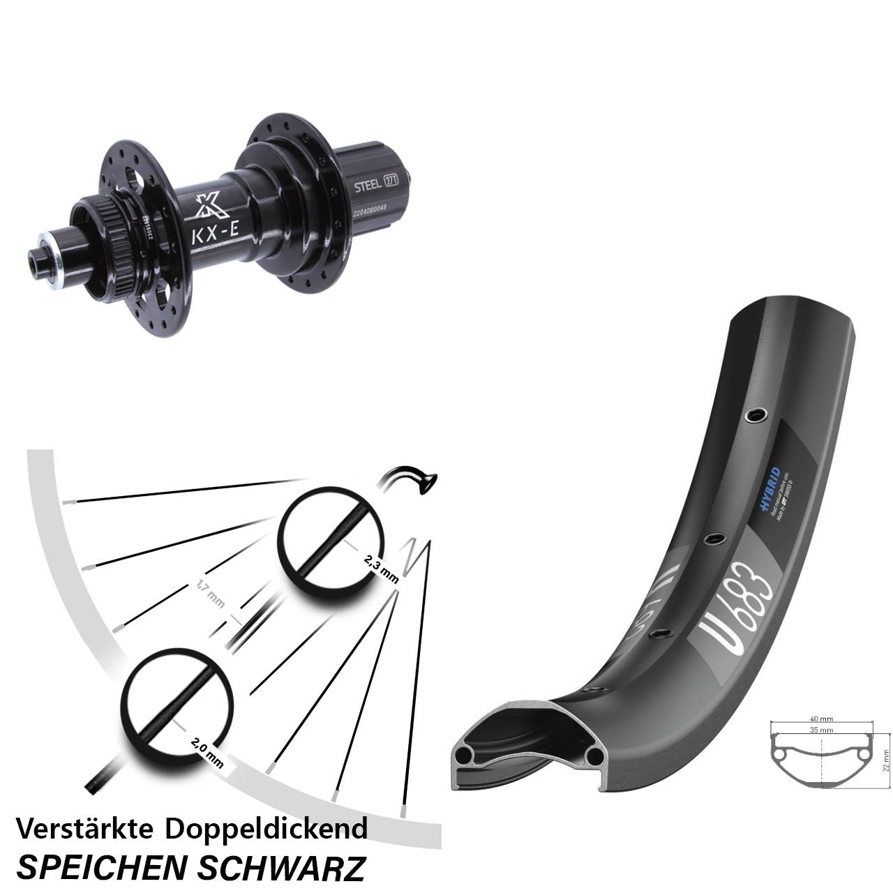 Centerlock Hinterrad QR 27,5 Zoll DT Swiss U 683 KX-E 8-12 fach HG