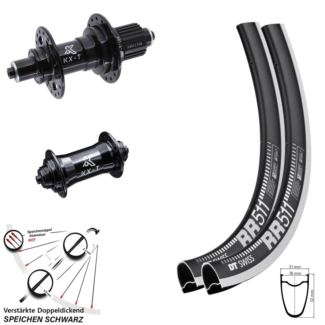 28 Zoll DT Swiss RR 511 KX-T Laufradsatz für Schnellspanner Shimano Micro Spline